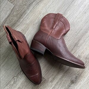 Tecovas Chestnut Lizard-Texture Leather Western Boots